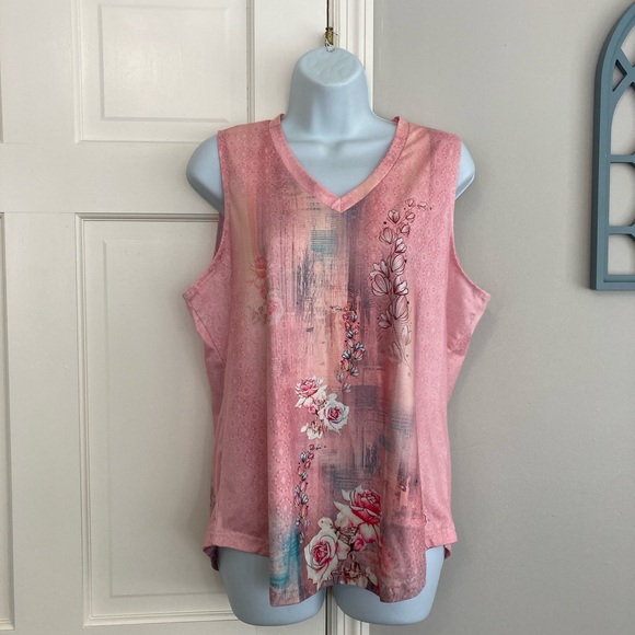 Tops - Floral Pink Sleeveless Top